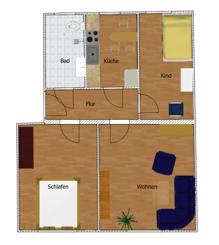 Gemütliche 3-Raumwohnung im 1. Obergeschoss in zentraler Lage
